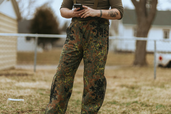 German Flecktarn Wet Weather Suspenders LIKE NEW