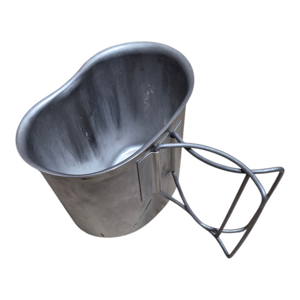 GENUINE US MILITARY CANTEEN CUP 1QT USGI HEAVY DUTY Stainless Steel Issued condition