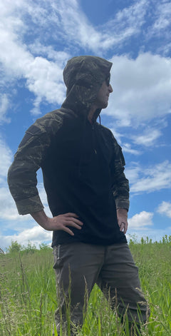 Tiger Stripe Black Hooded Combat Shirt