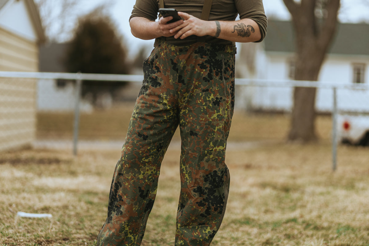 German Flecktarn Wet Weather Suspenders LIKE NEW