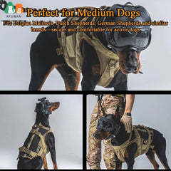 ATUBAN Tactical K9 Helmet for German Shepherd and Malinois - Adjustable Dog Helmet Removable Ear Guards,for Breed Working Dogs