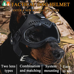 ATUBAN Tactical K9 Helmet for German Shepherd and Malinois - Adjustable Dog Helmet Removable Ear Guards,for Breed Working Dogs
