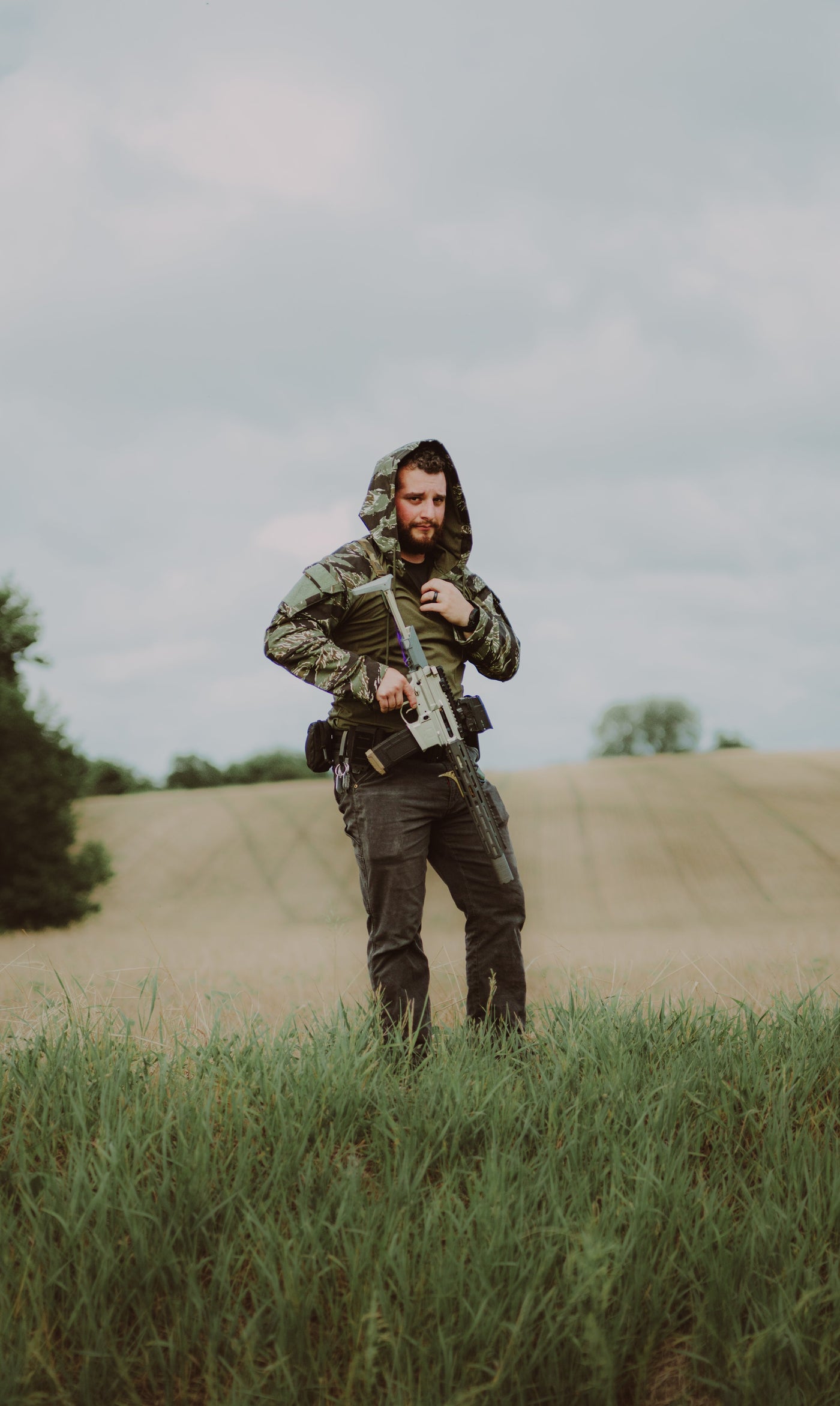 Tiger Stripe OD Hooded Combat Shirt